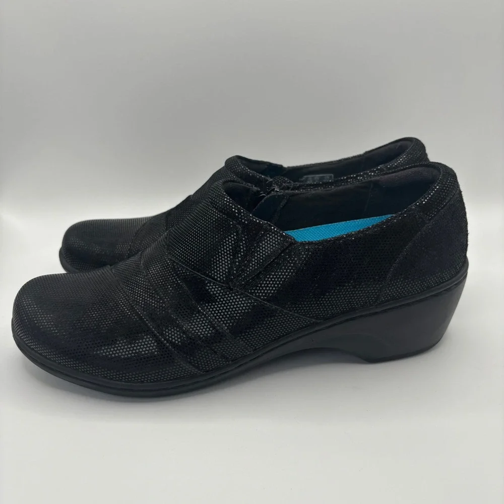 Clarks Channing Kim Womens 9.5 Black Lizard Print Zip Loafers 26113346